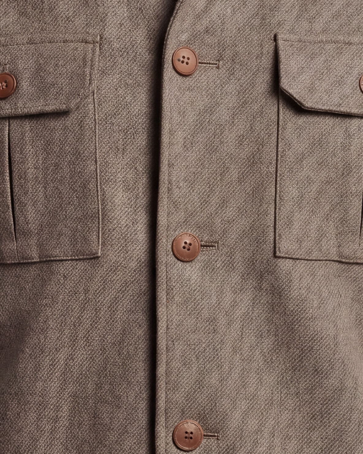 Gråbrun Merino uld shirt jacket, set forfra