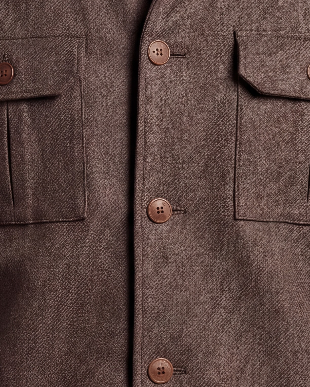 Kastanjebrun Merino uld shirt jacket, set forfra