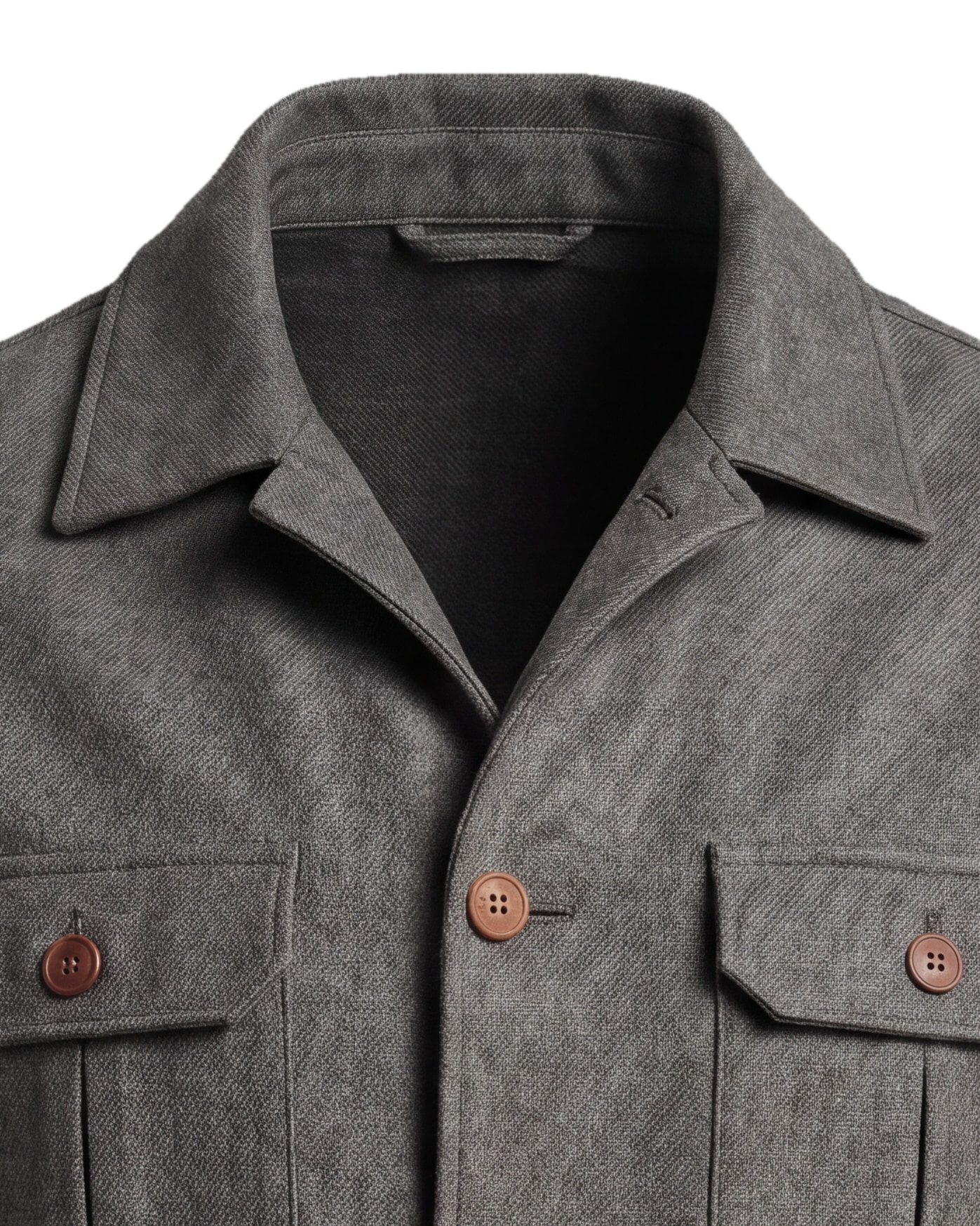 Grå Merino uld shirt jacket, detalje af kraven