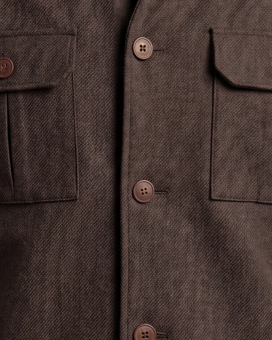 Mørkebrun uld shirt jacket, set forfra
