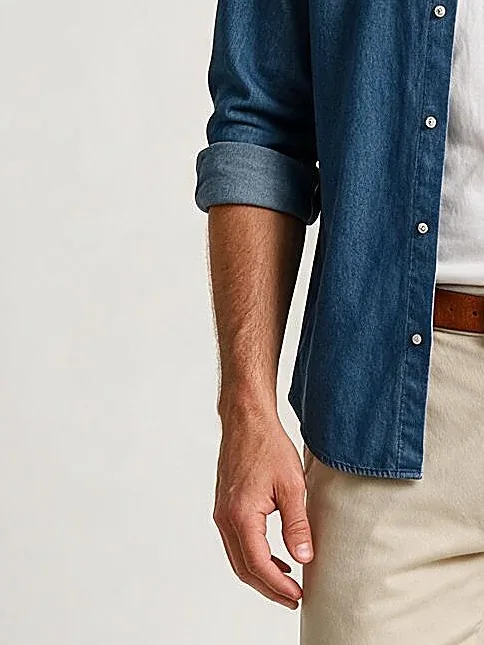 Mid Blue Denim Shirt, cuff detail