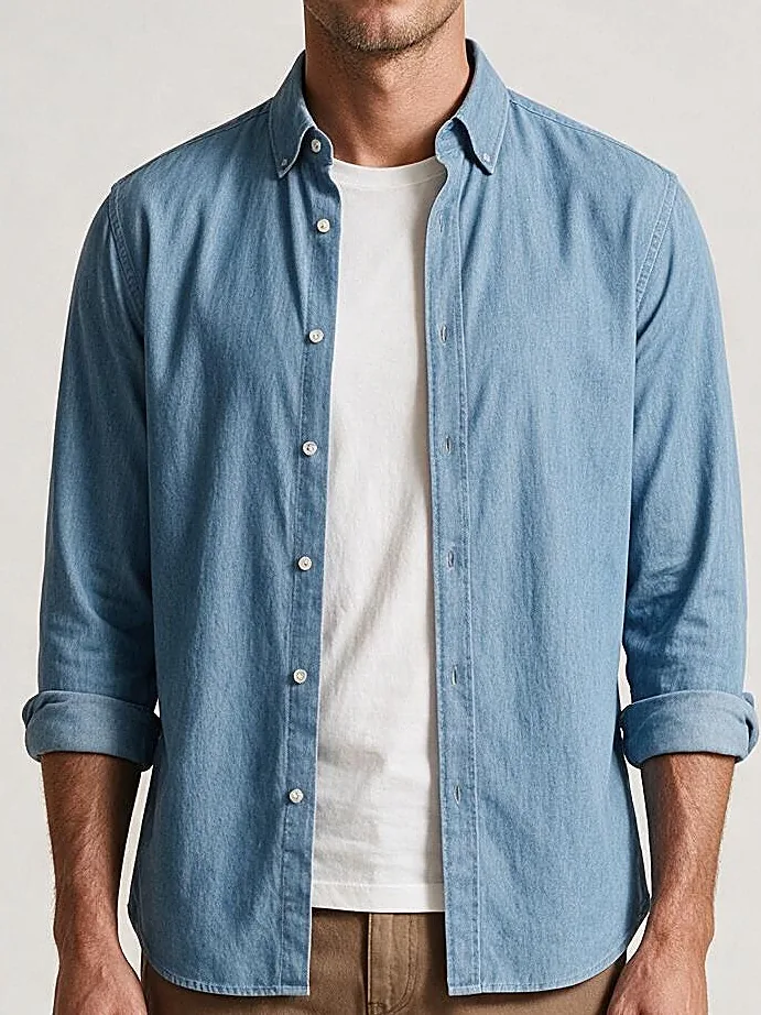 Light Blue Denim Shirt, collar detail
