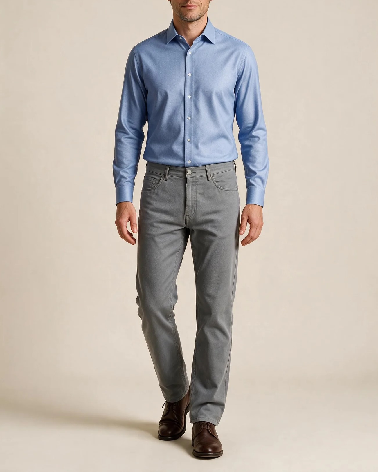 Light Blue Shirt in Ruki, on model