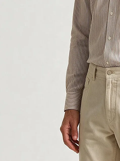 Cream with Brown Stripes Pinstripe Shirt, cuff detail