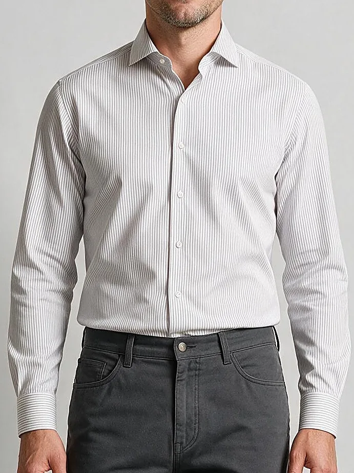 White Pinstripe Shirt, collar detail
