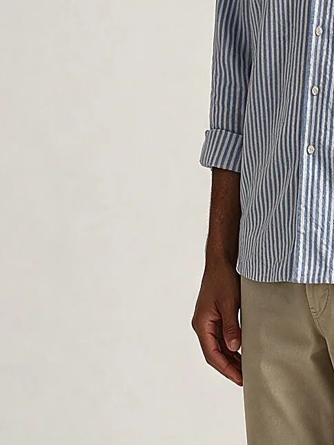 Light Blue Striped Seersucker Shirt, cuff detail