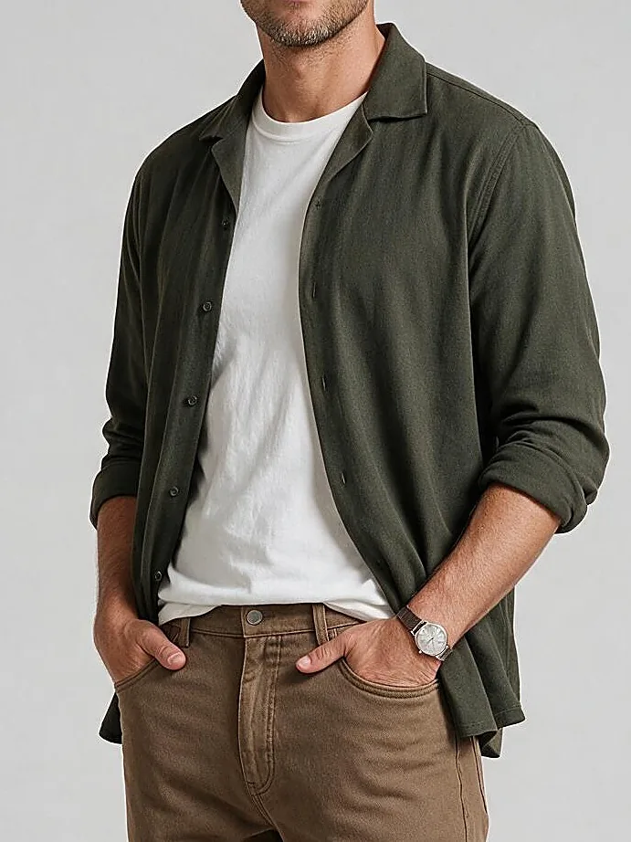 Olive Green Shirt, collar detail