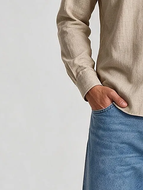 Sand Linen Shirt, cuff detail