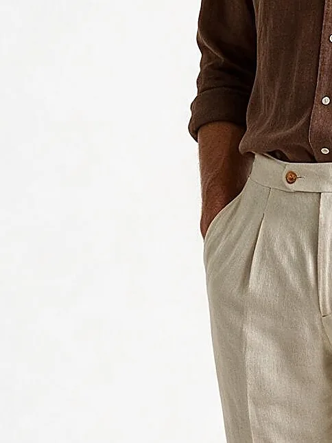 Brown Linen Shirt, cuff detail