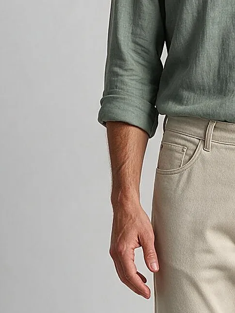 Light Olive Linen Shirt, cuff detail