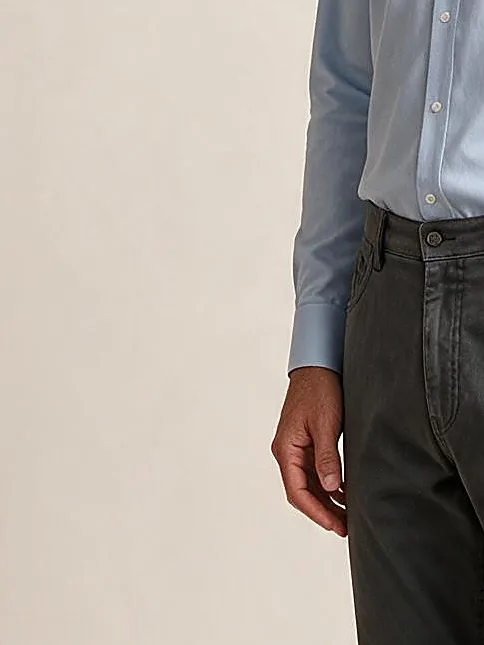 Light Blue Plain Shirt in Albini, cuff detail