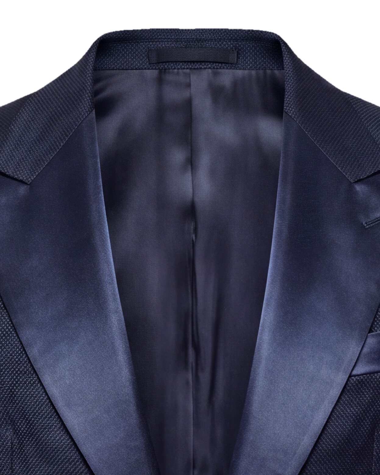 Navy uld smoking, detalje af kraven