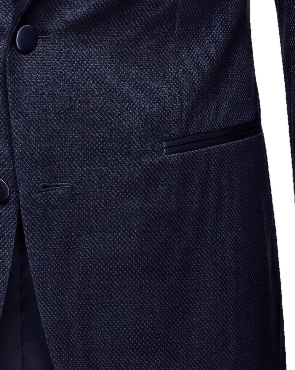 Navy uld smoking, detalje af lommen