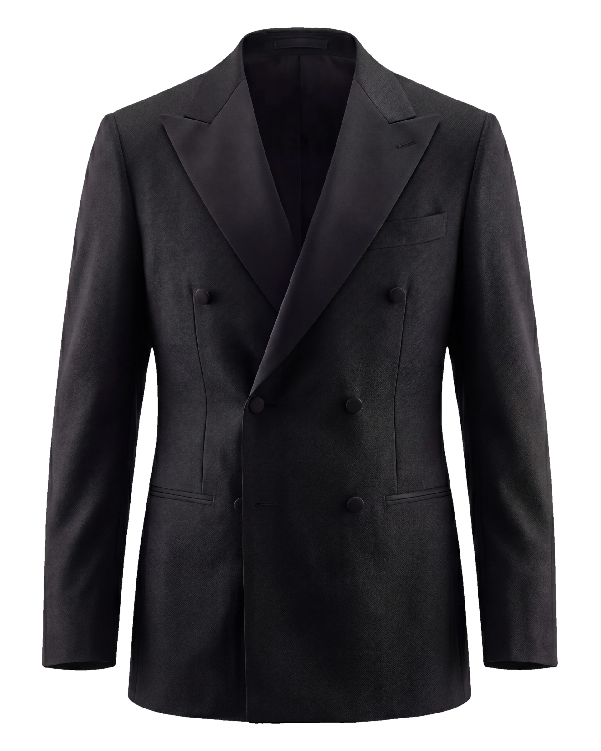 Black Double-Breasted Wool Jacquard Dinner Jacket