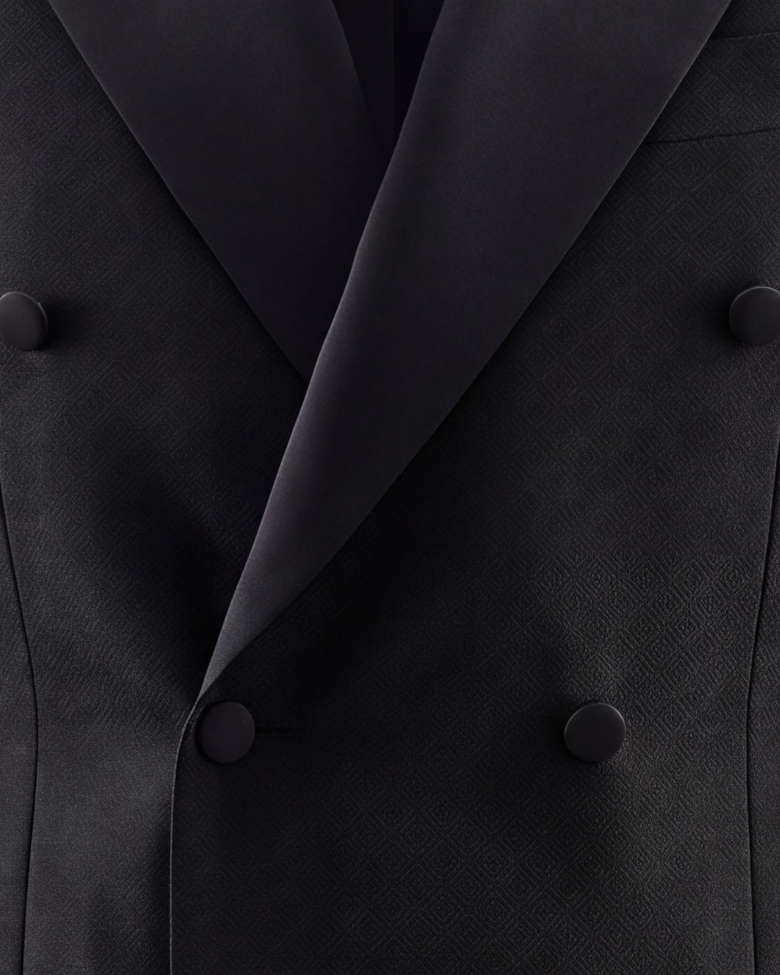 Black Double-Breasted Wool Jacquard Dinner Jacket, front view