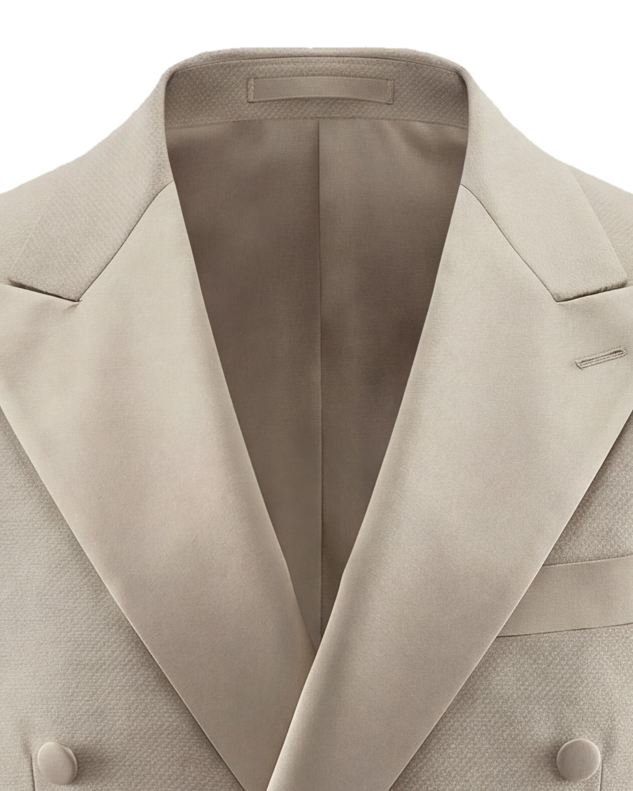 Off-White Double-Breasted Wool Jacquard Dinner Suit, collar detail