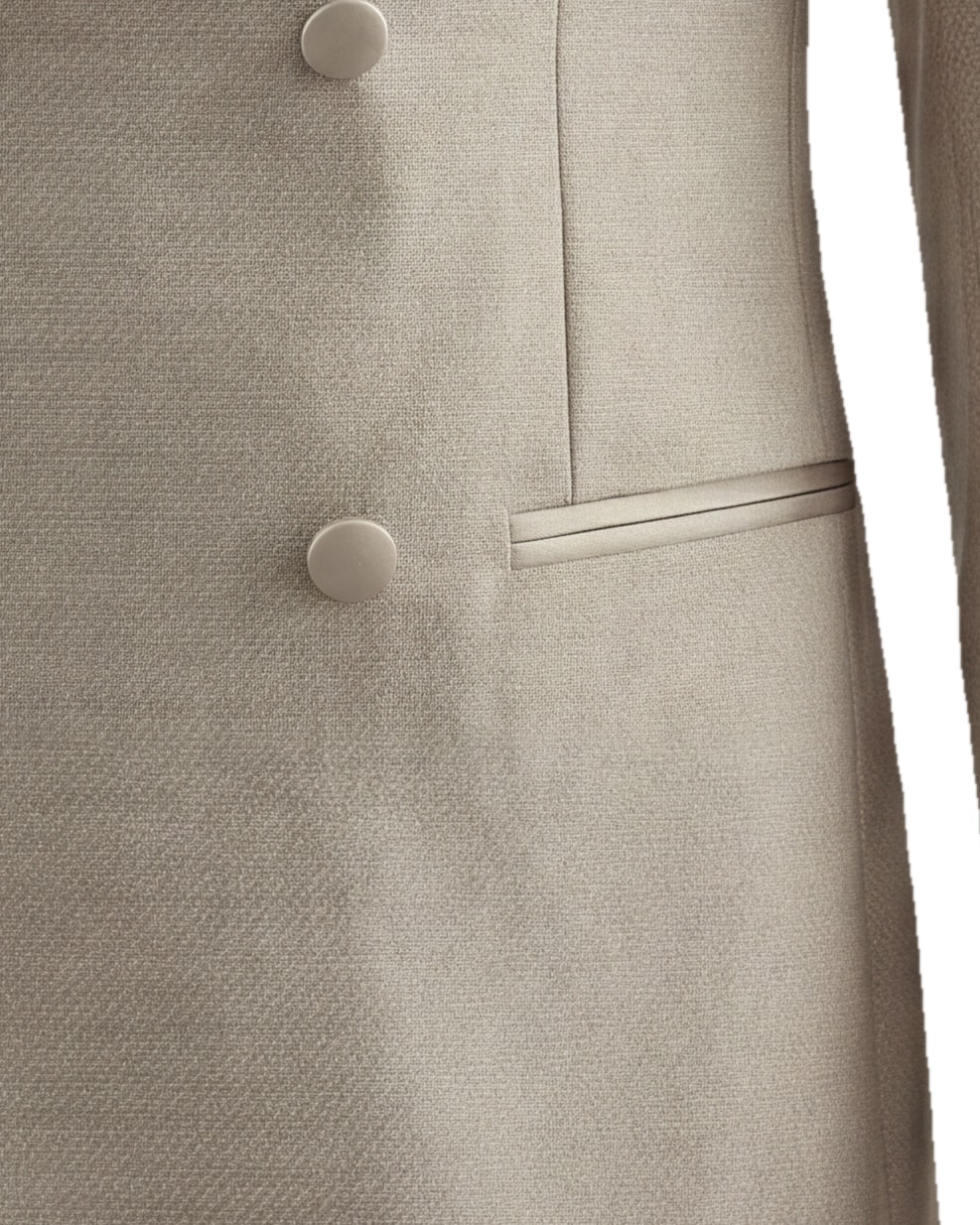 Off-White Double-Breasted Wool Jacquard Dinner Suit, pocket detail