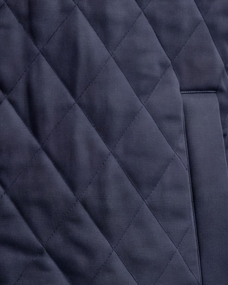 Navy Quilted Gilet, pocket detail