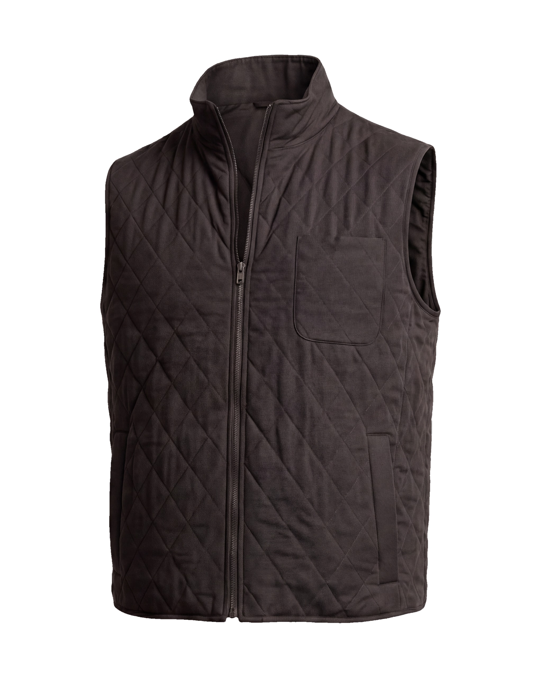 Mørkebrun quiltet gilet
