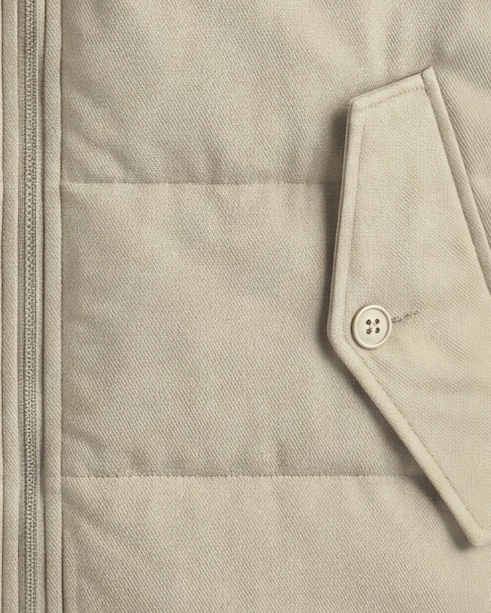 Beige Panelled Gilet, pocket detail