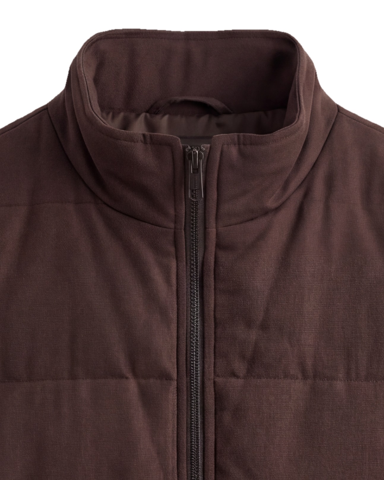 Brown Panelled Gilet, collar detail