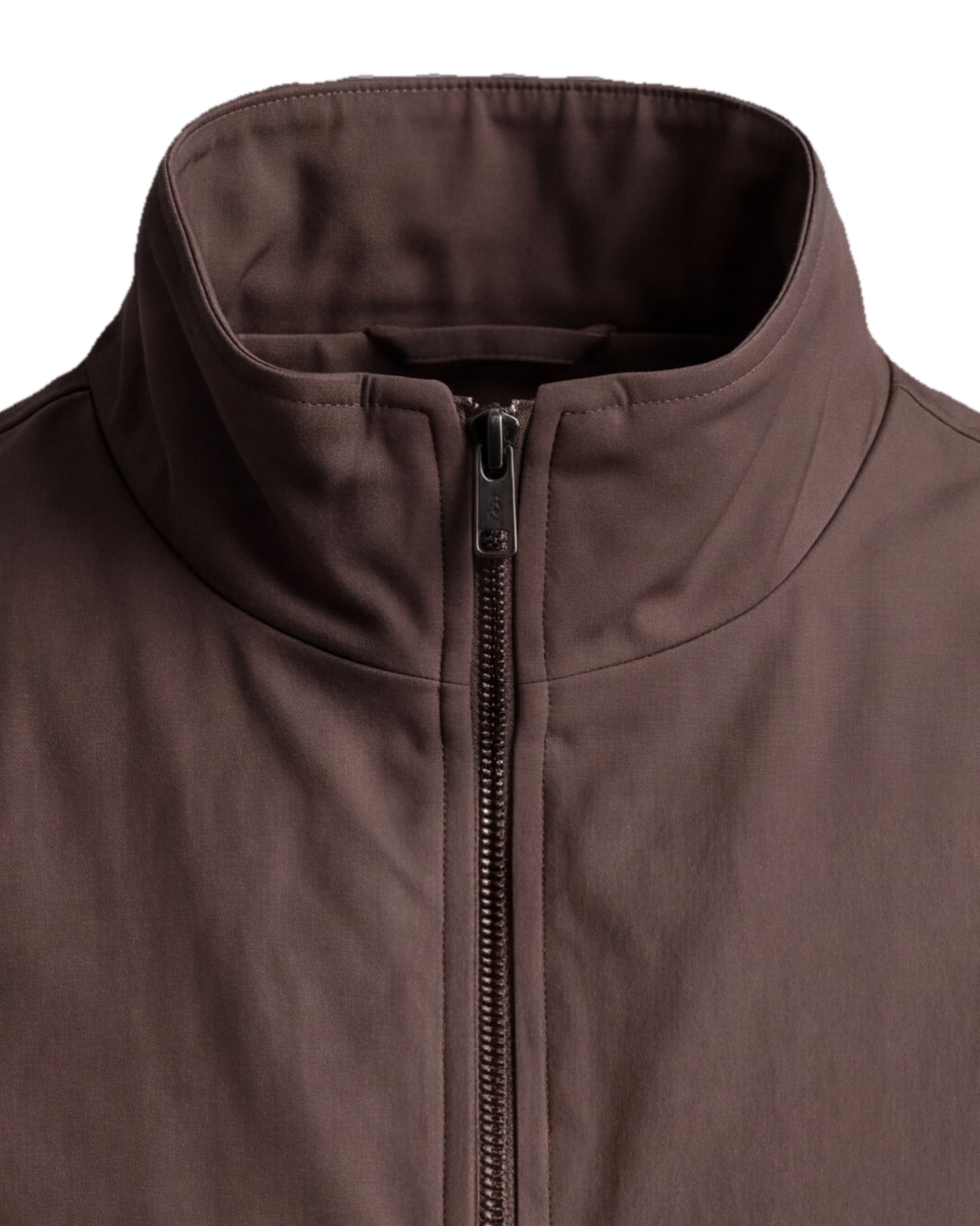 Brown Seasonal Gilet, collar detail