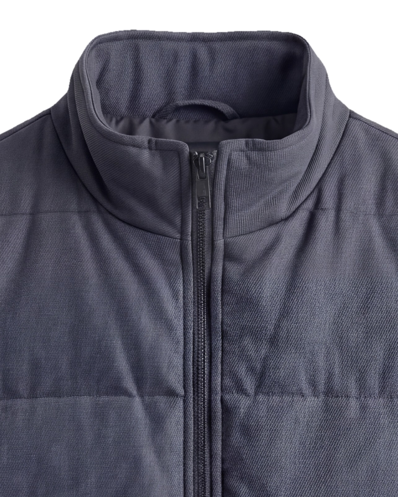 Navy Panelled Gilet, collar detail