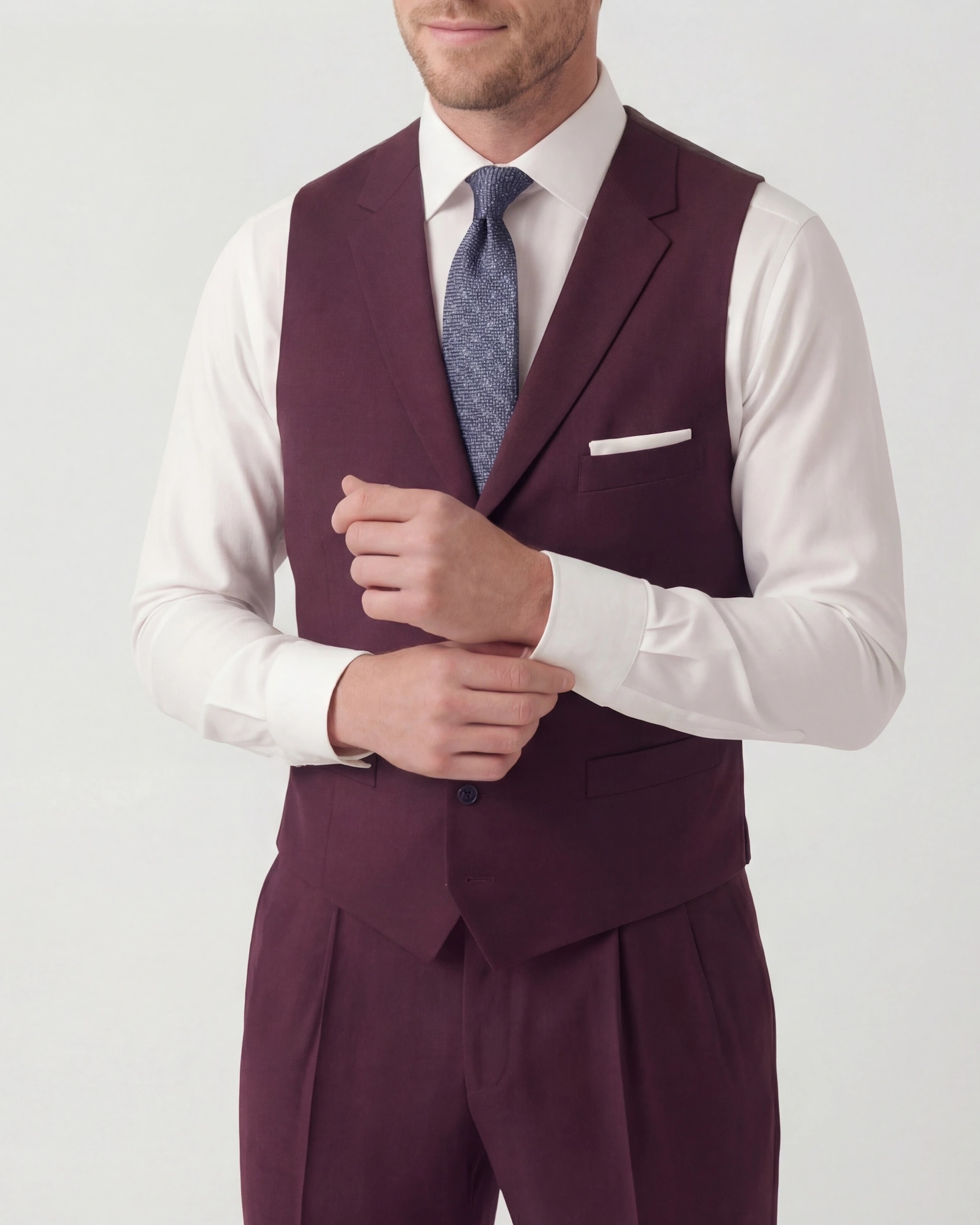 Bordeaux Super 120s uld vest, på model