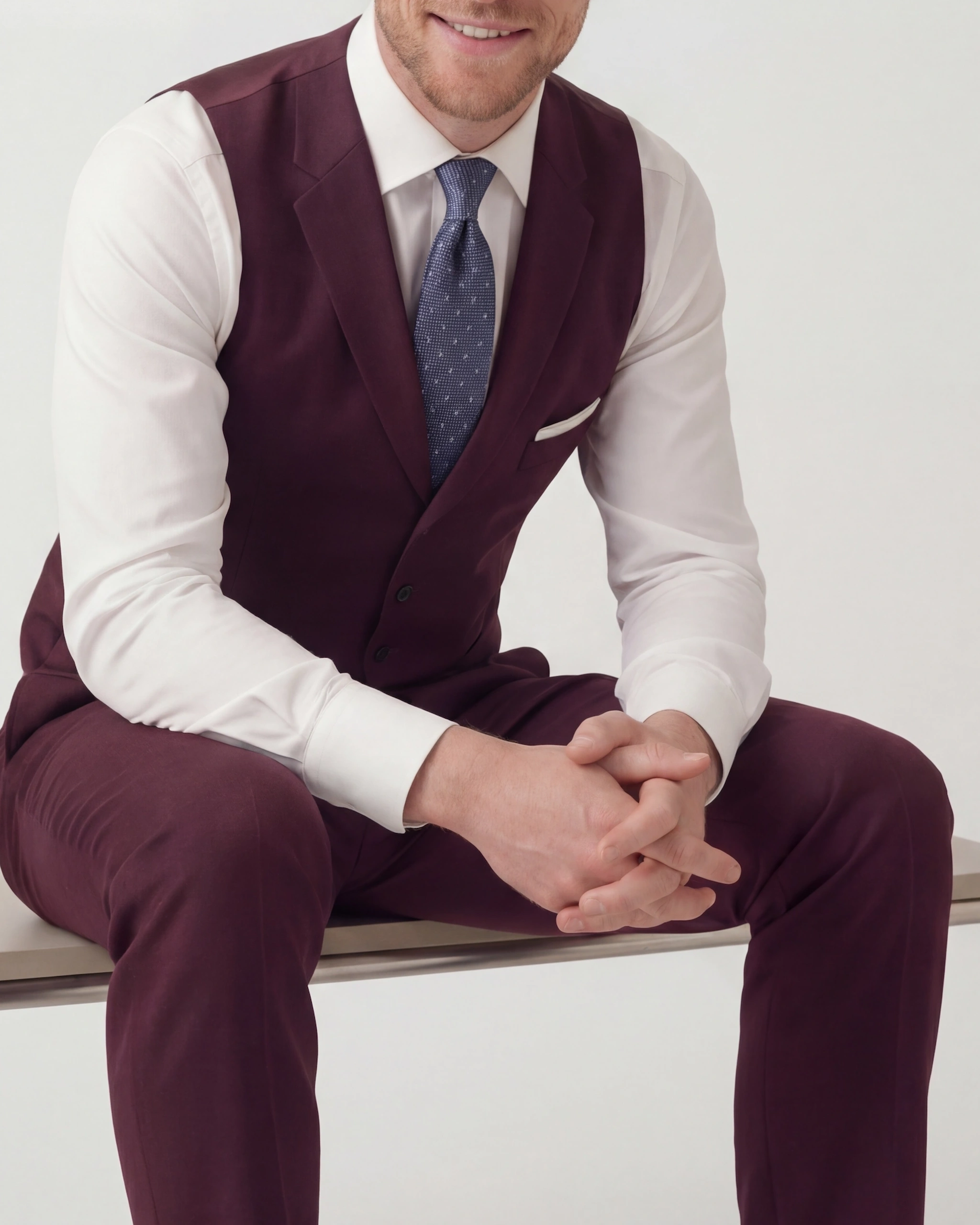 Bordeaux Super 120s uld vest, på model