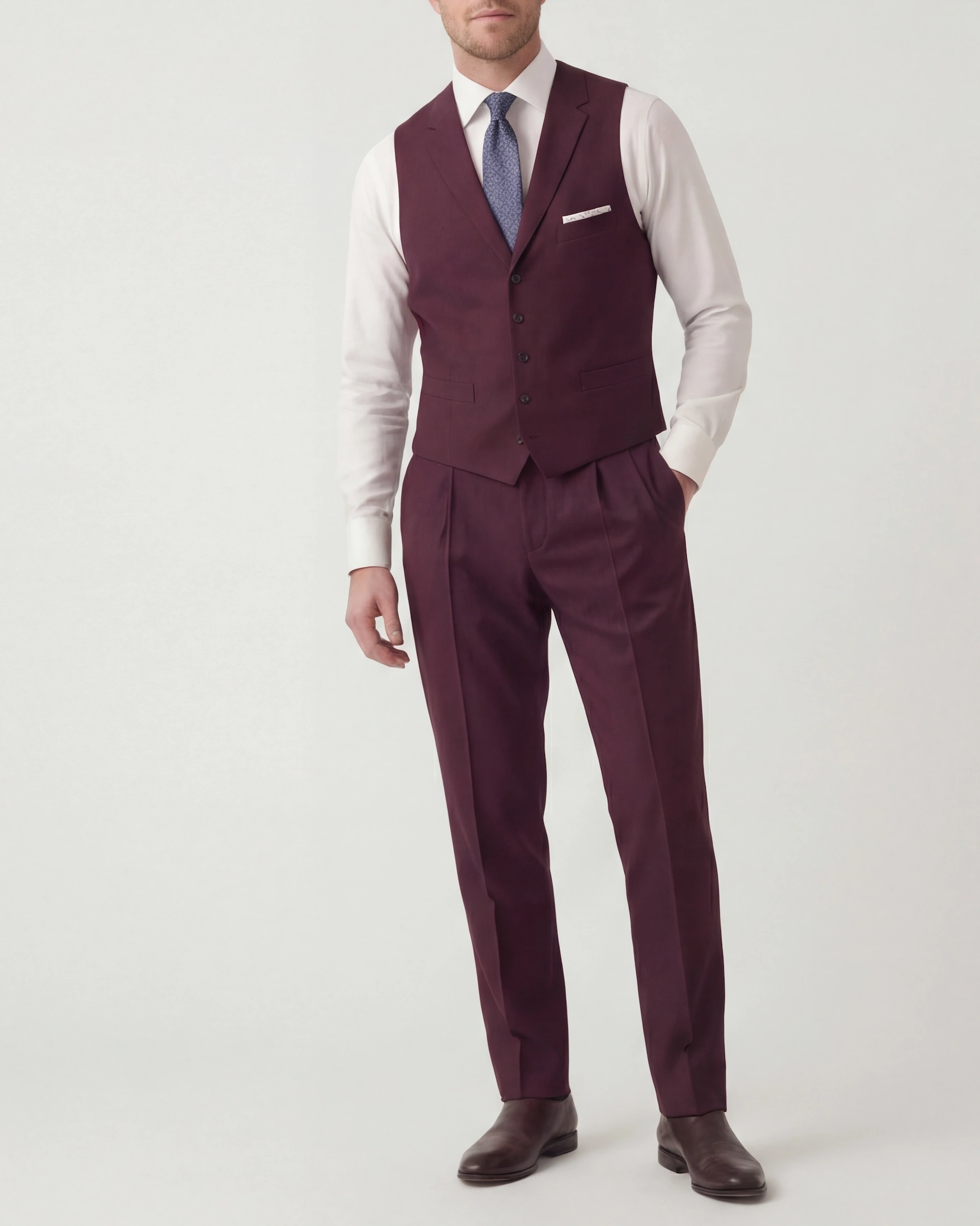 Bordeaux Super 120s uld vest, på model