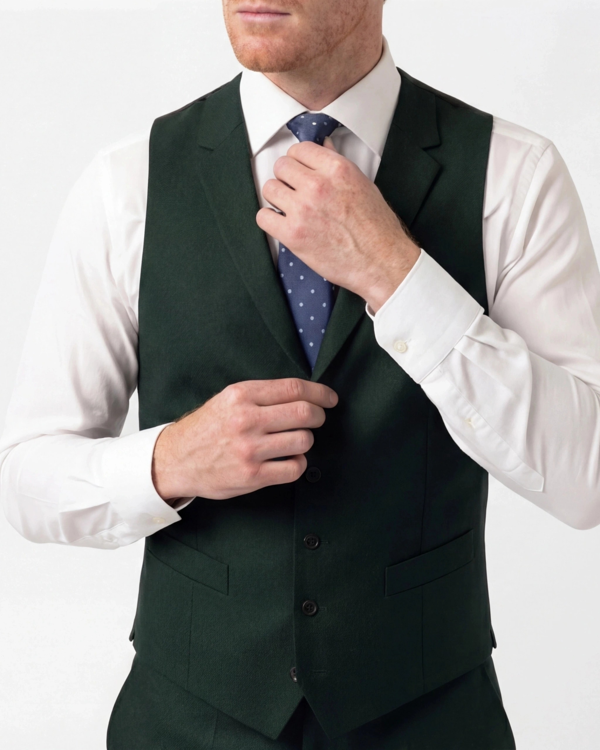 Grøn Super 110s uld vest, på model
