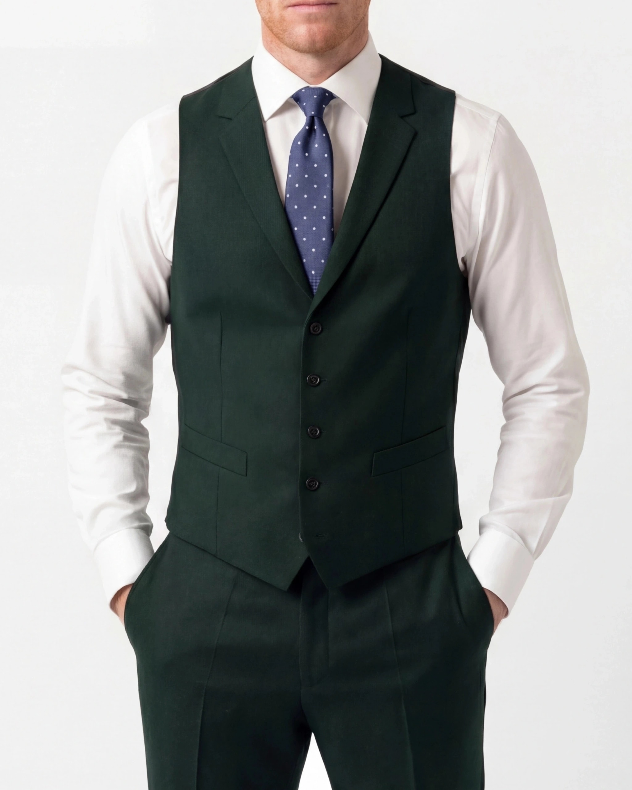 Grøn Super 110s uld vest, på model
