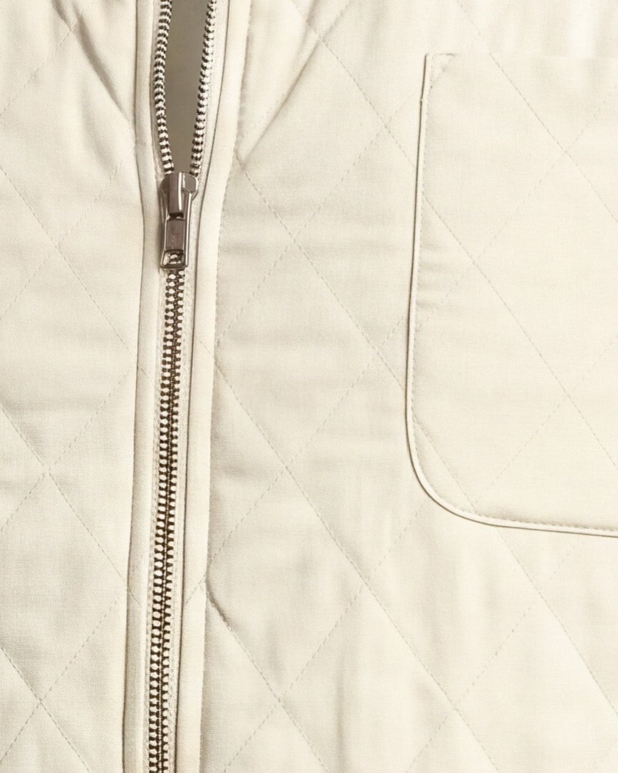 Cream Quilted Gilet, front view
