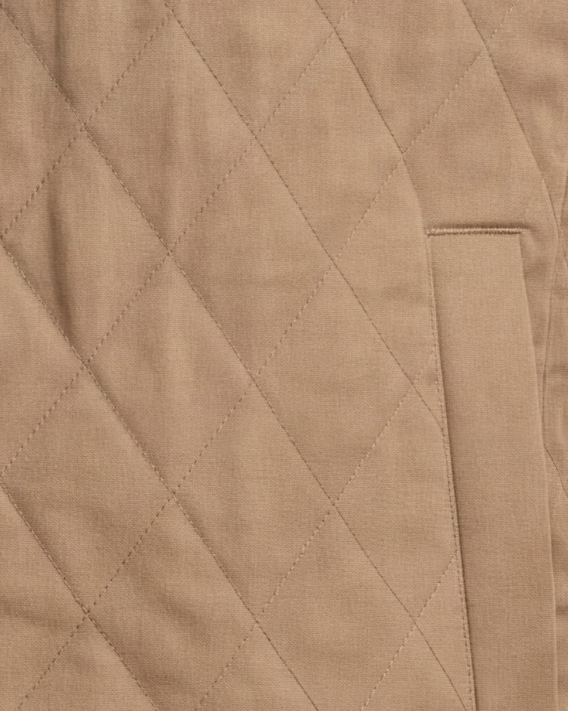 Camel Quilted Gilet, pocket detail