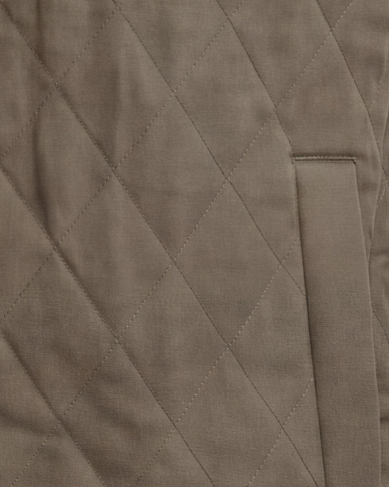 Khaki Green Quilted Gilet, pocket detail
