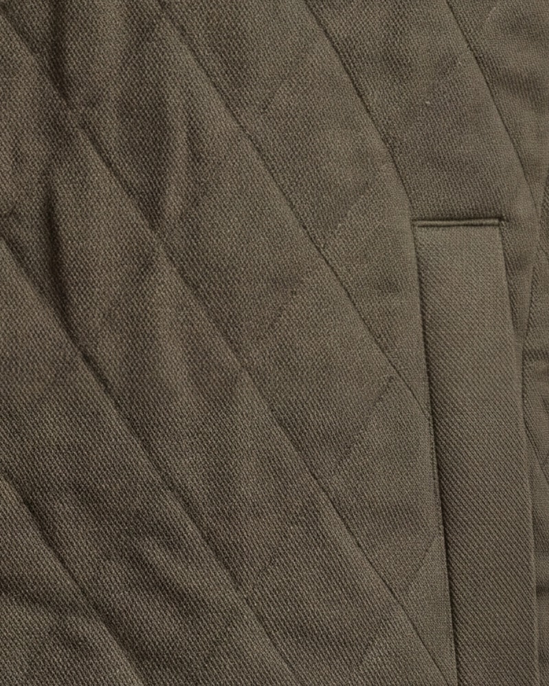 Dark Olive Quilted Gilet, pocket detail