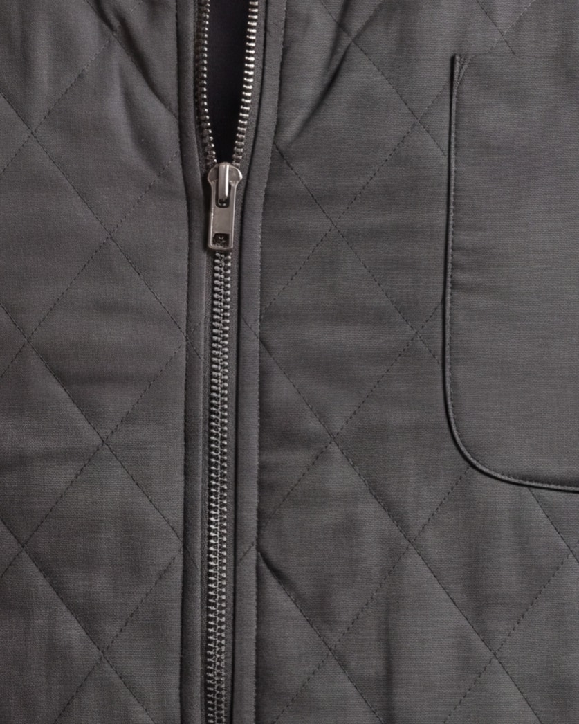 Dark Grey-Brown Quilted Gilet, front view