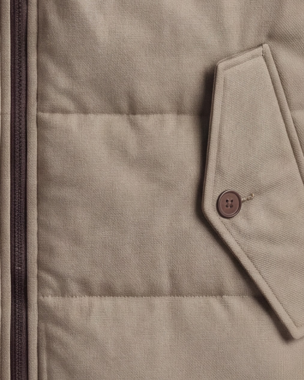 Stone-Coloured Panelled Gilet, pocket detail