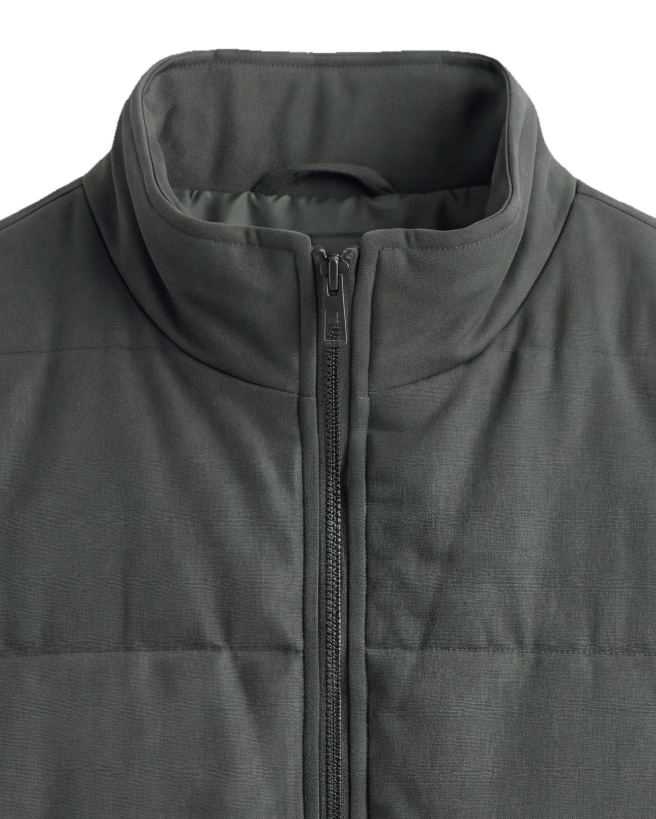 Forest Green Panelled Gilet, collar detail