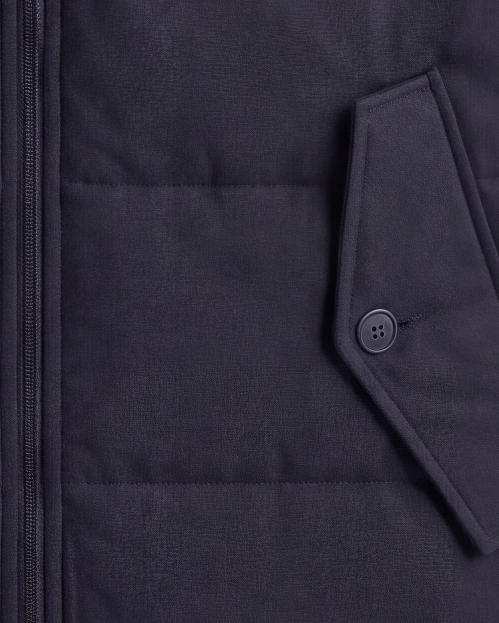 Mørk marineblå panelled gilet, detalje af lommen