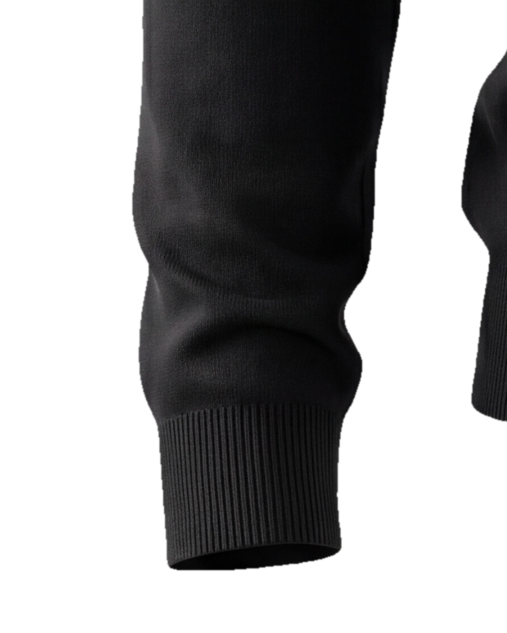 Sort Merino Uld crewneck, detalje af manchetten