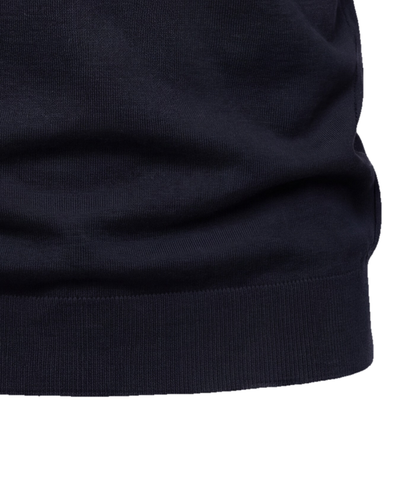 Black Long Sleeve Merino Wool Polo, rib detail