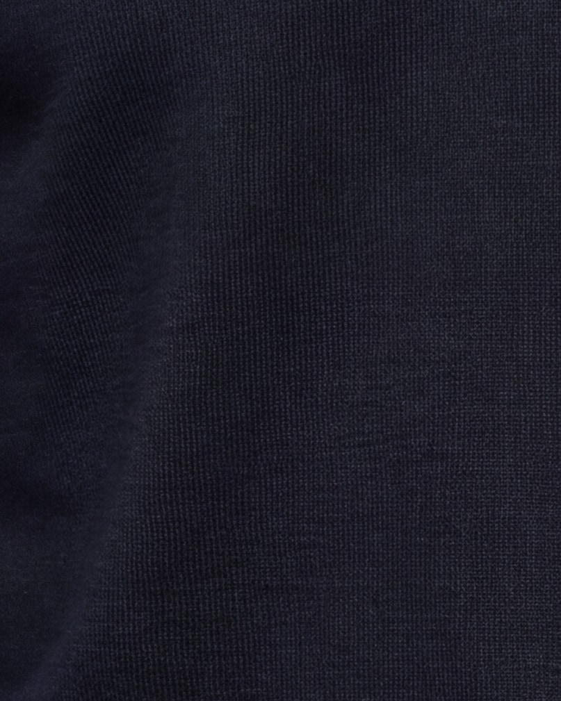 Black Long Sleeve Merino Wool Polo, fabric close-up