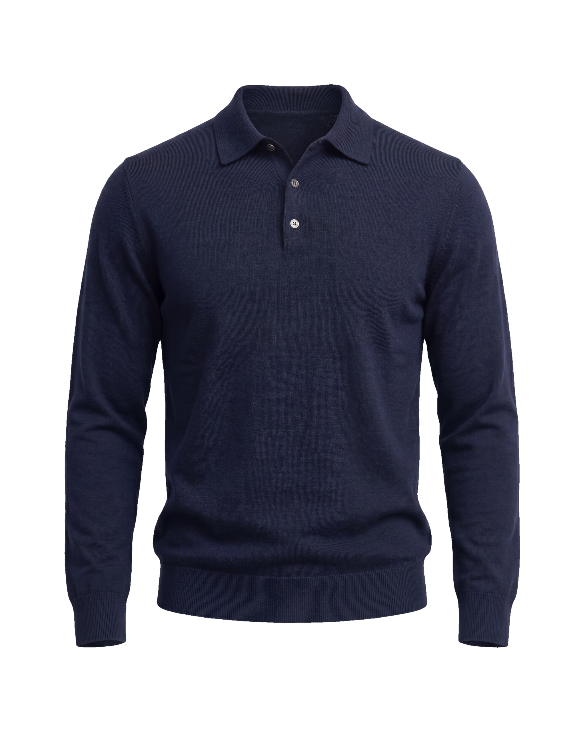 Navy Merino Uld Polo