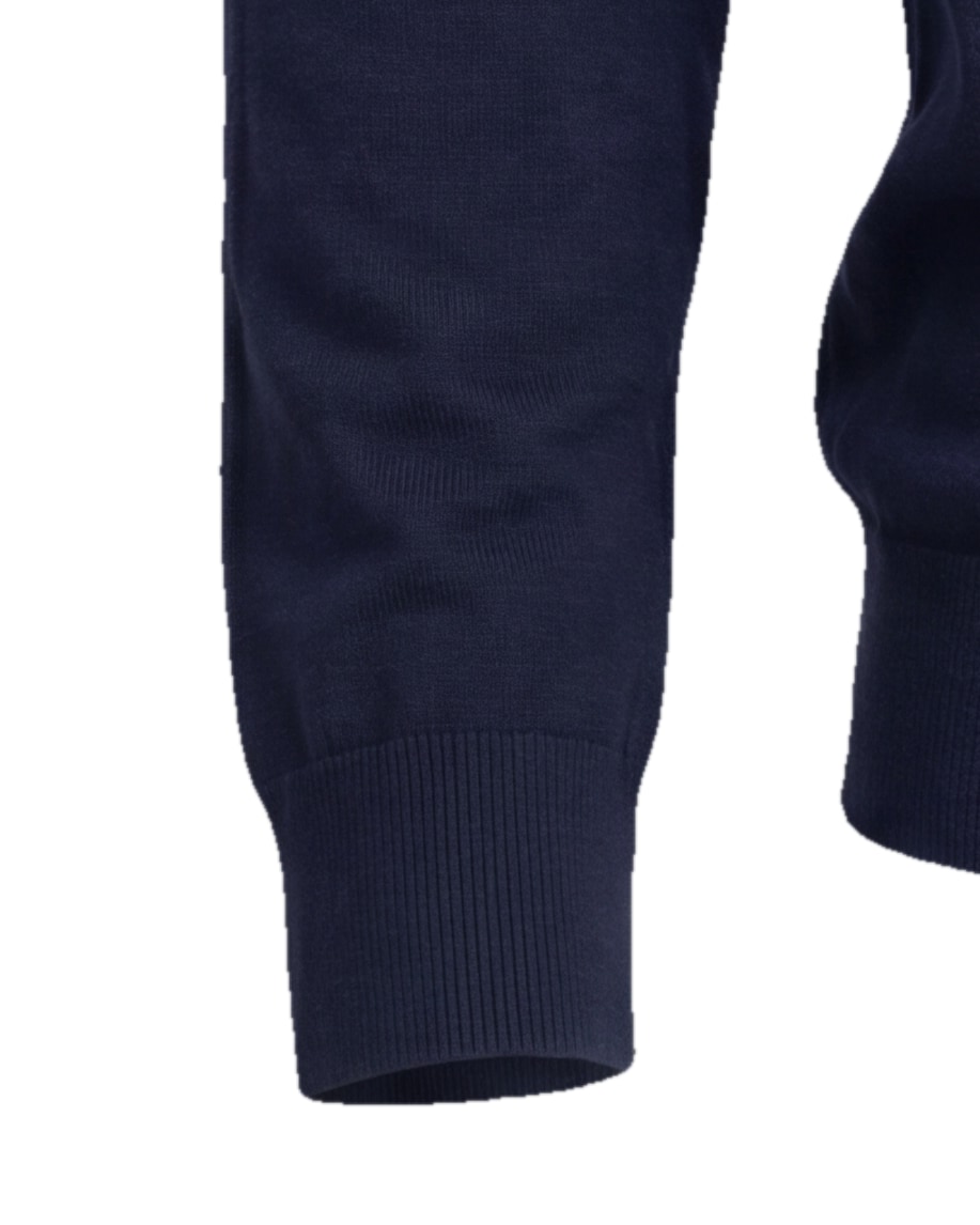 Navy Merino Uld Polo, detalje af manchetten