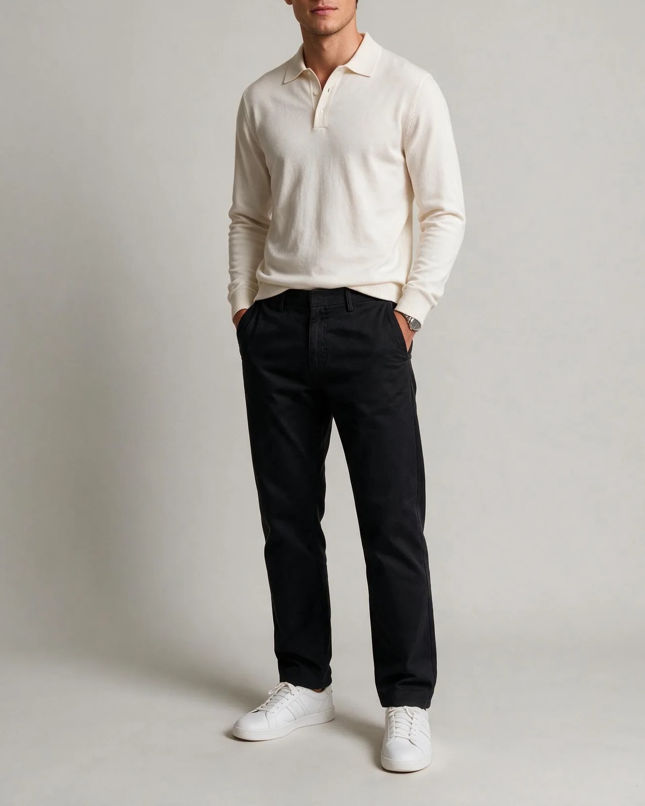 Off-White Merino Uld Polo, på model
