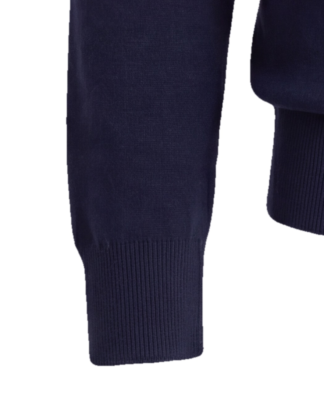 Navy Merino Wool Crew-Neck, cuff detail