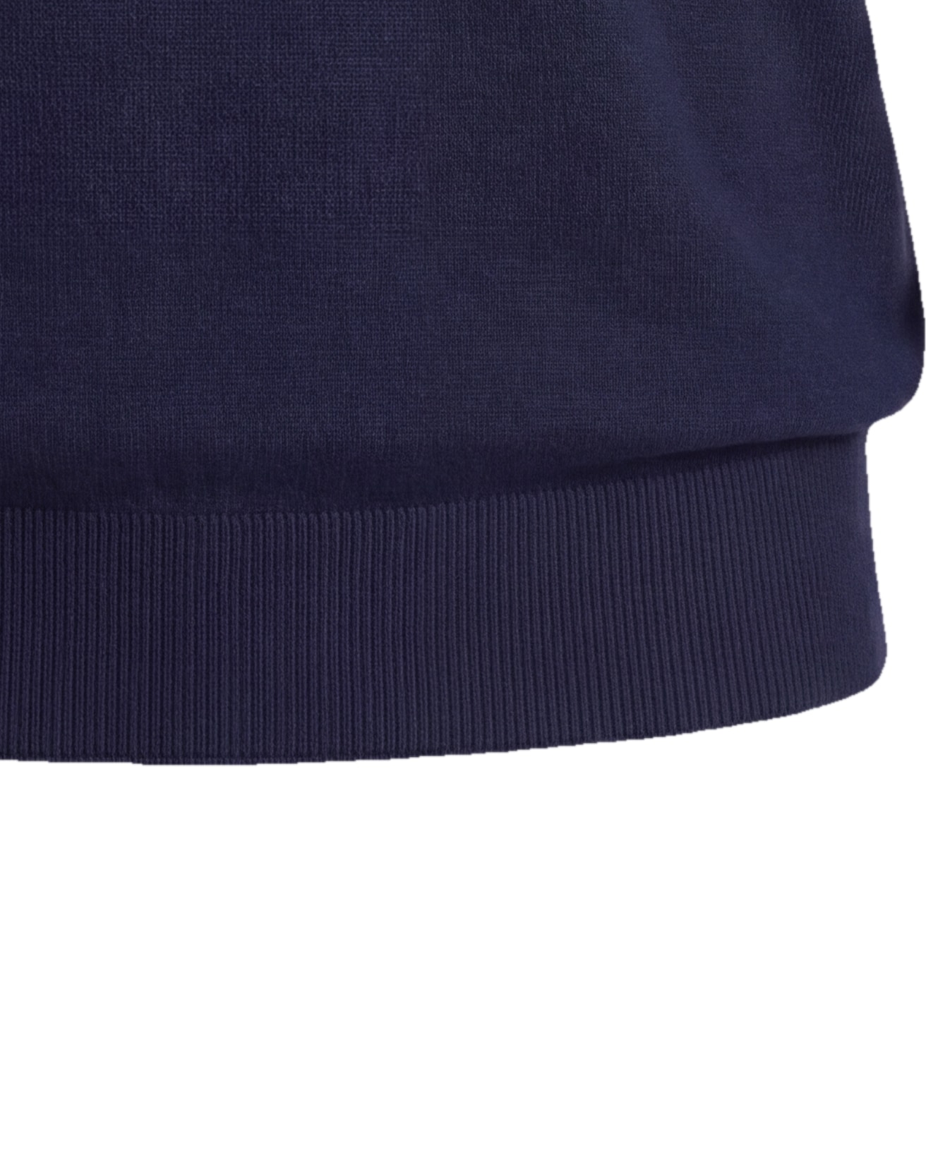 Navy Merino Wool Crew-Neck, rib detail