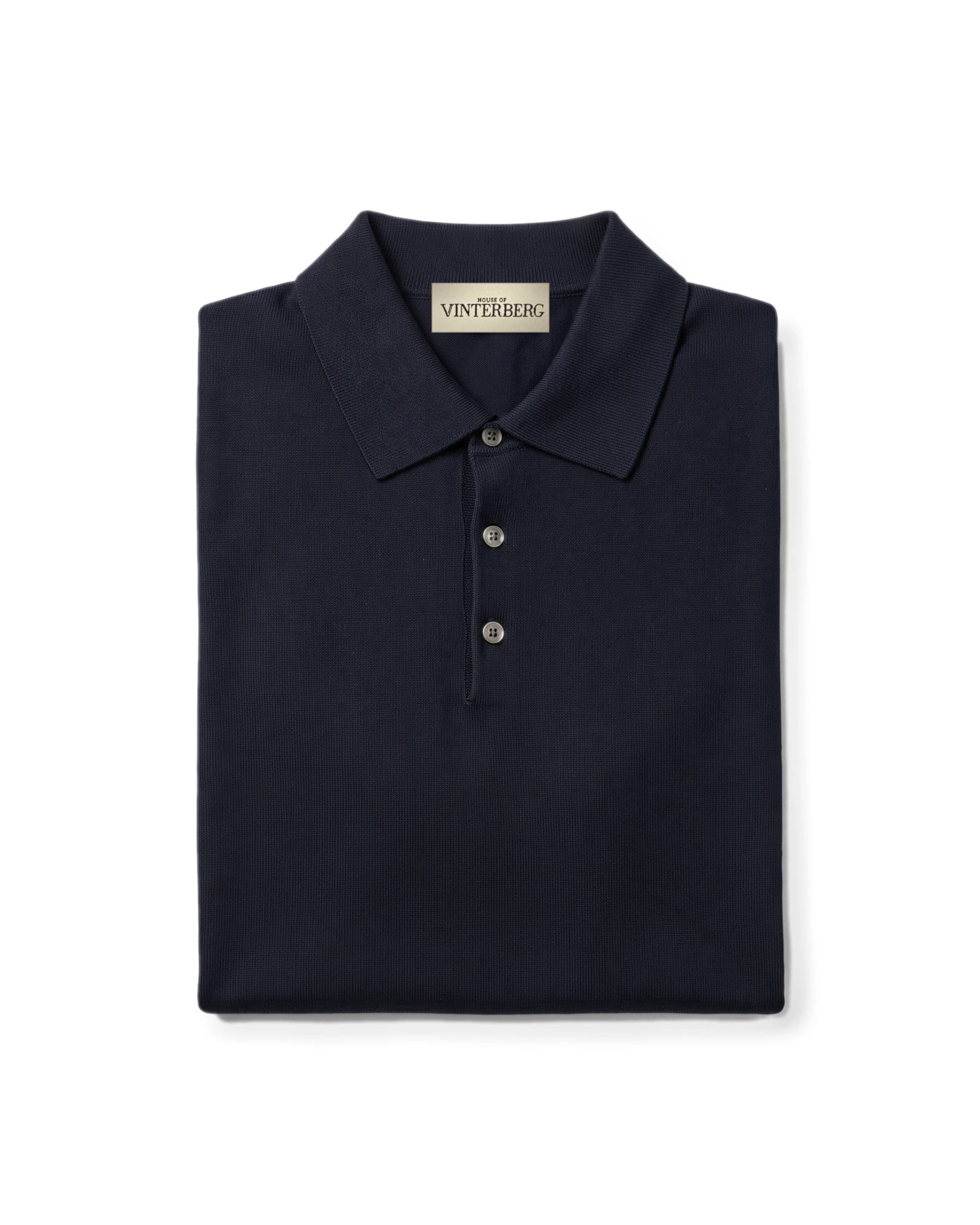 Navy polo i bomuld, foldet