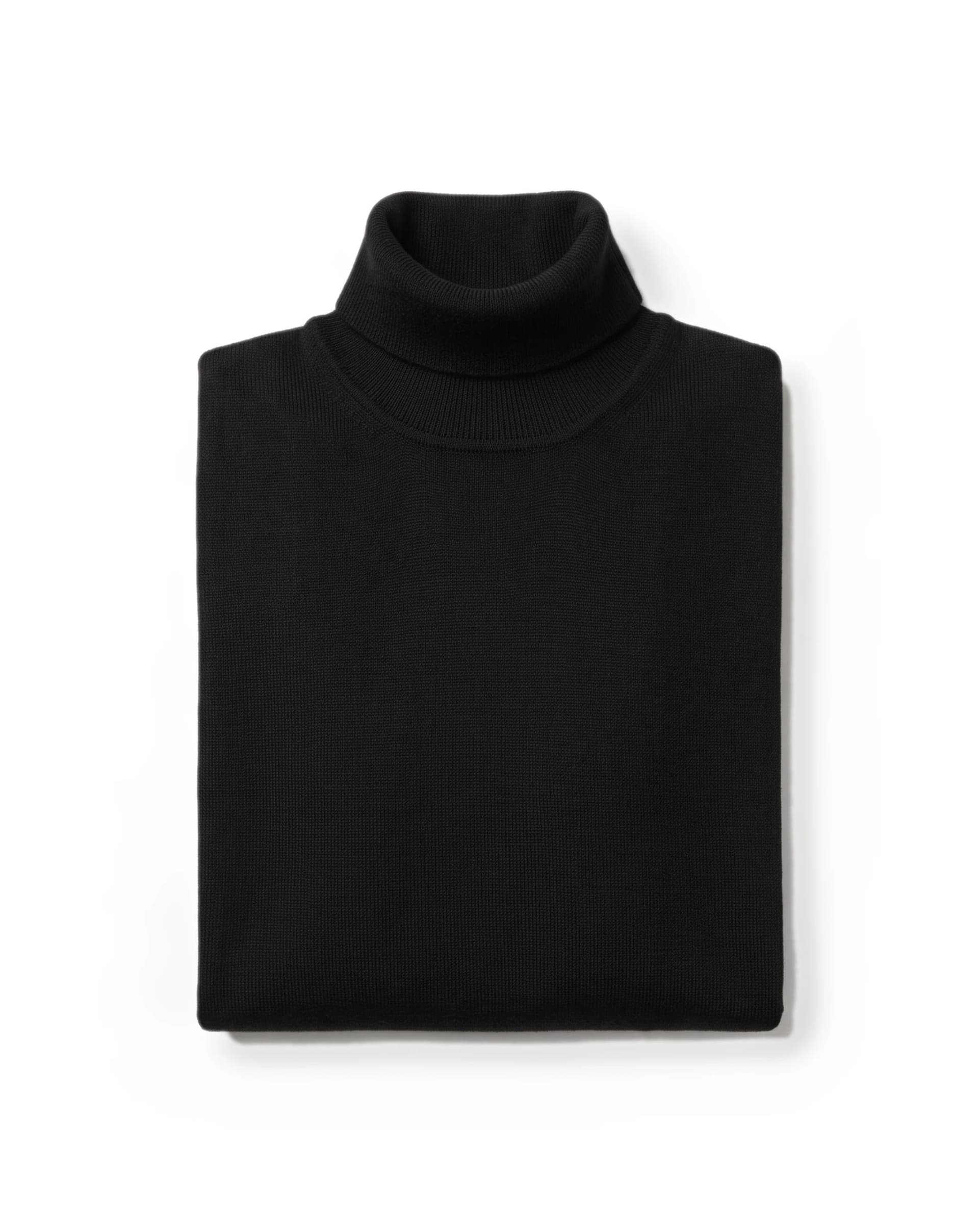 Sort turtleneck i Merino Uld, foldet